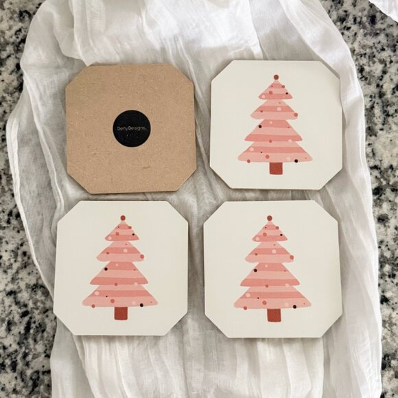 Blush Christmas Tree Coaster Set - Picture 3 of 3
